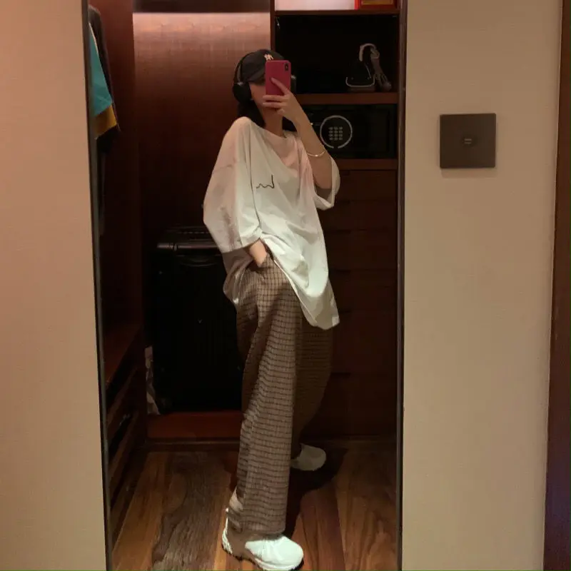 

New casual pants Women Fashion Plaid Harajuku Loose Trousers Female Jogger Sweatpant Summer Retro Streetwear dropshipping