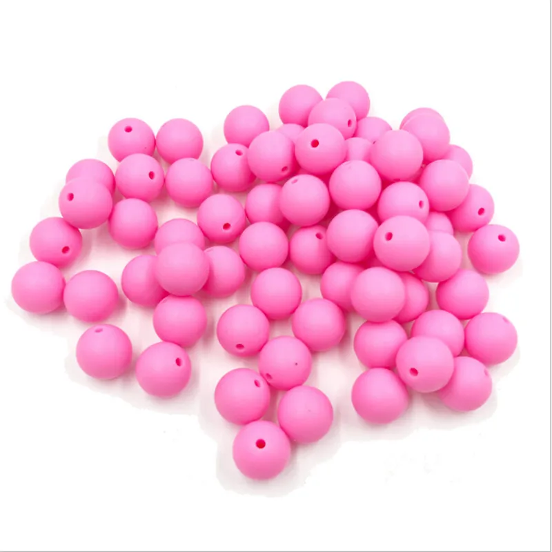 pink Детские аксессуары, Прорезыватель для зубов, зеленая серия, 15 мм, 10 шт., пищевая прорезывателей, силиконовая бусина, сделай сам, уход за ребенком, для браслетов, детских прорезывателей - Color: pink