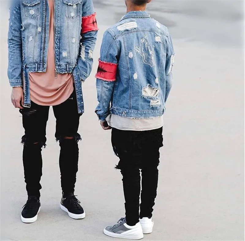 Оригинальная джинсовая куртка для мужчин уличная мода 2019 хип хоп панк стиль