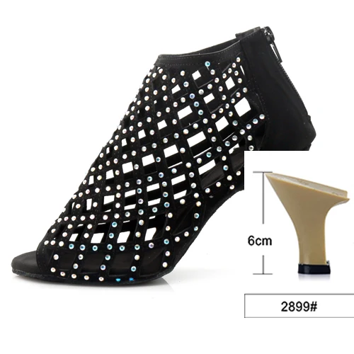 heel 6cm WUXIJIAO женская обувь для танцев из черной замши, сверкающие стразы обувь для латинских танцев Обувь для бальных танцев 10 см обувь для танго - Цвет: heel 6cm