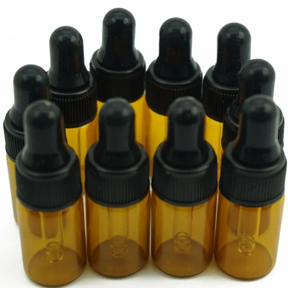 

Eye Dropper Drop Aromatherapy Perfume Essential Oil Empty Dispenser Bottles Tool 3ml Amber Glass Liquid Reagent Pipette Bottle