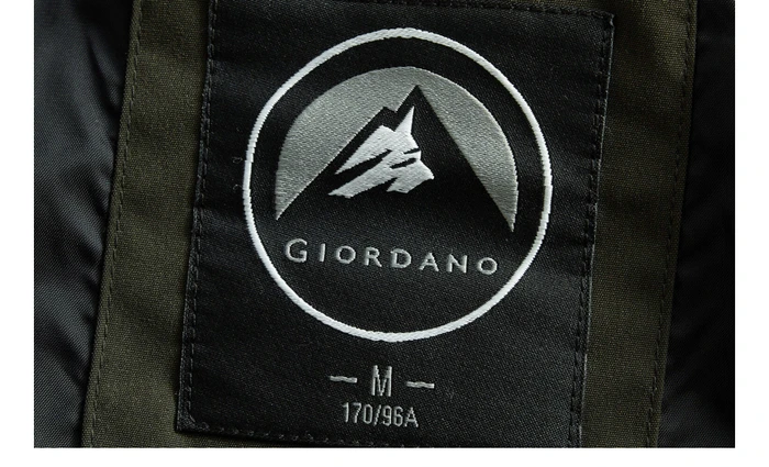 Giordano мужские куртки Графический полиэстер заполненный съемный пальто водонепроницаемый полиэстер толстые теплые мужские куртки 01079697
