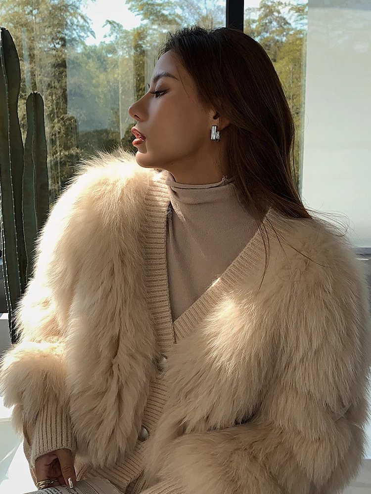 

New Arrivals 2020 Real Fox Fur Coat Winter Pea Coat Women Genuine Mink Fur Jacket Plus Size Warm Thick Bat Sleeved Outerwear