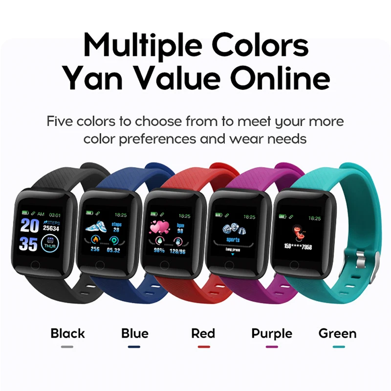 116plus Smart Watch Blood Pressure Heart Rate Monitor Mnformation Reminds Sports Waterproof Pedometer Men | Электроника