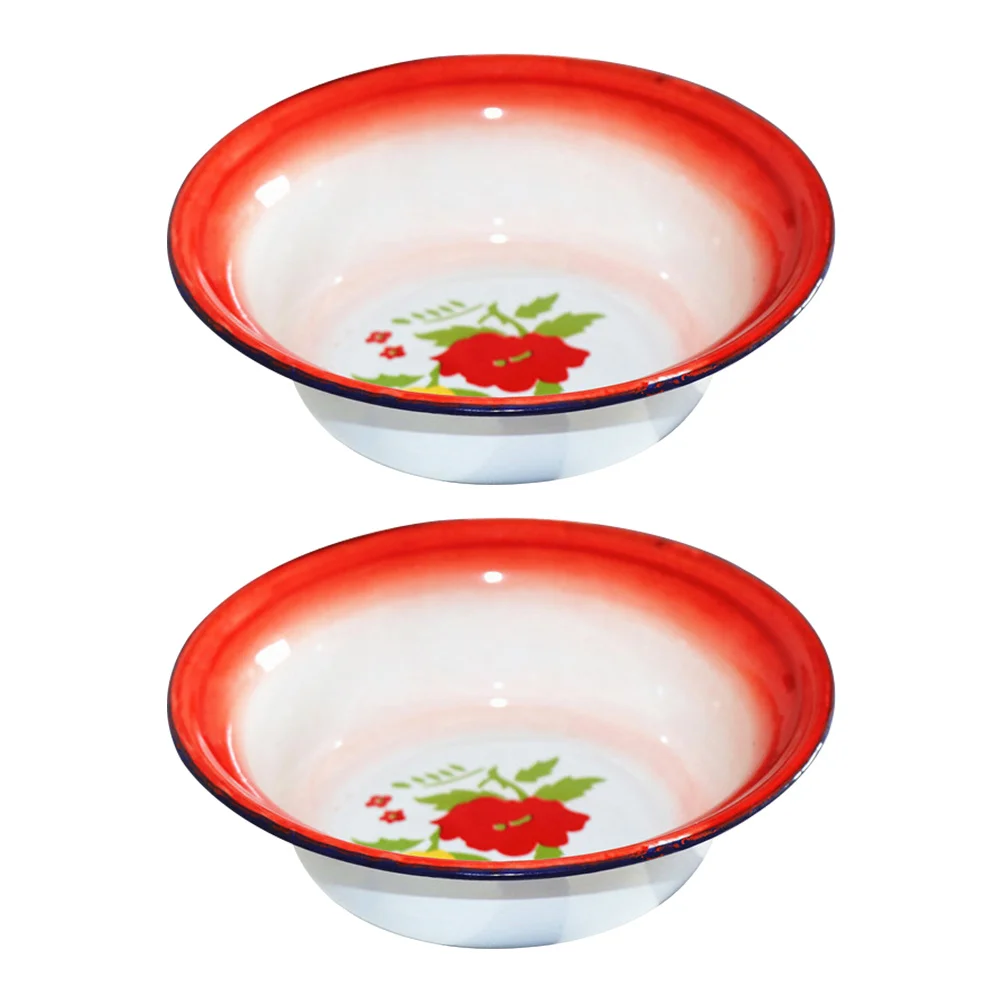

2Pcs Thickened Soup Basins Practical Enameled Bowls Enameled Kitchenware