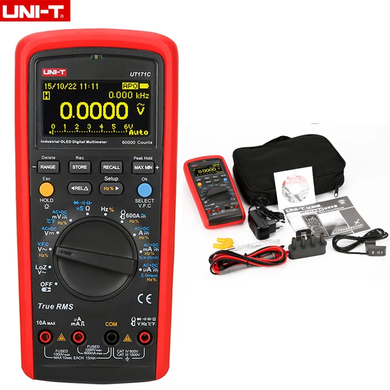 UNI-T UT171C промышленный 59999 отсчетов истинный среднеквадратичный Цифровой мультиметр приемопередатчик/сопротивление 60 м/емкость 60mF тестер