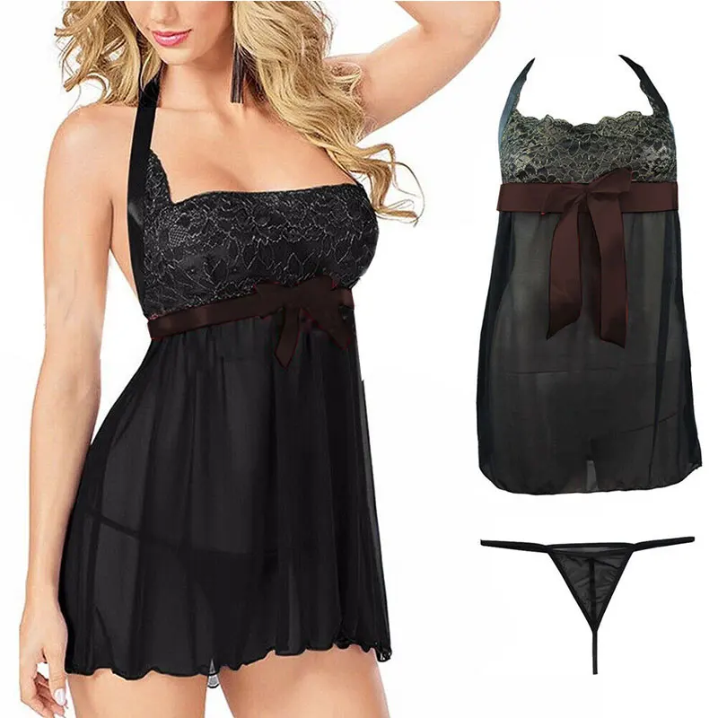 

Fashion Sexy Sleepwear Night Dress Lingerie Women Backless Nightwear Sexy Lace Temptation Underwear Nightdress