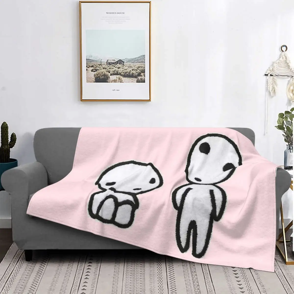 

Kodama Mononoke Forest Spirit Blankets Flannel All Season Anime Multi-function Soft Throw Blanket for Bedding Couch Quilt