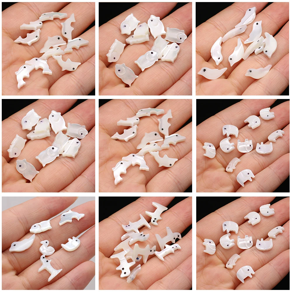 

10pcs Natural White Shell Beads Cute Animals Shell Loose Beads for Making Jewelry DIY Necklace Bracelet Accessories Theme Party
