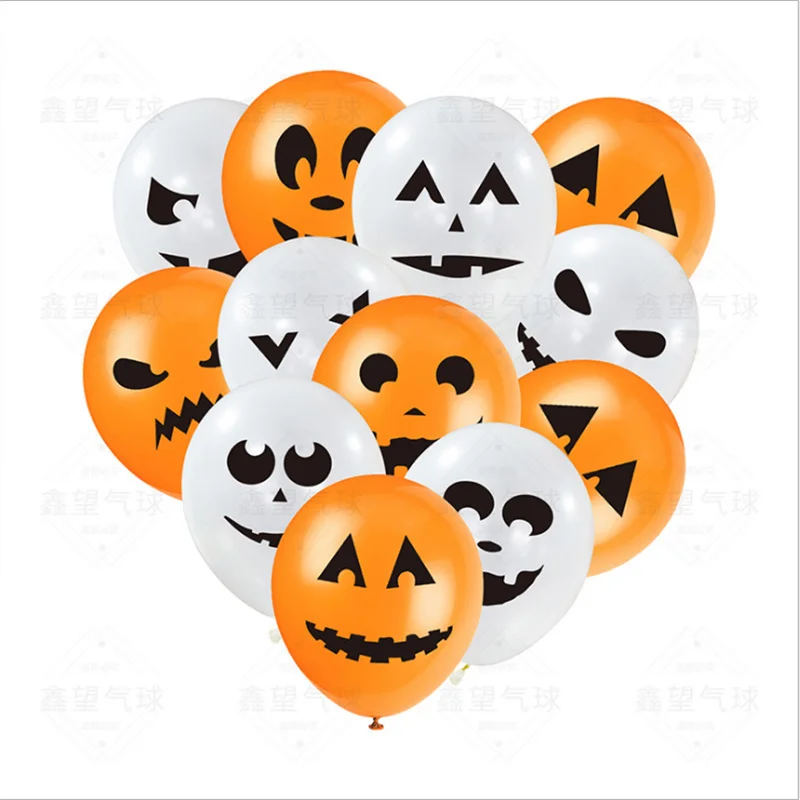 

12PCS/24PCS Halloween Grimace Theme Pumpkin Skeleton 12 Inch Latex Balloon Party Decoration