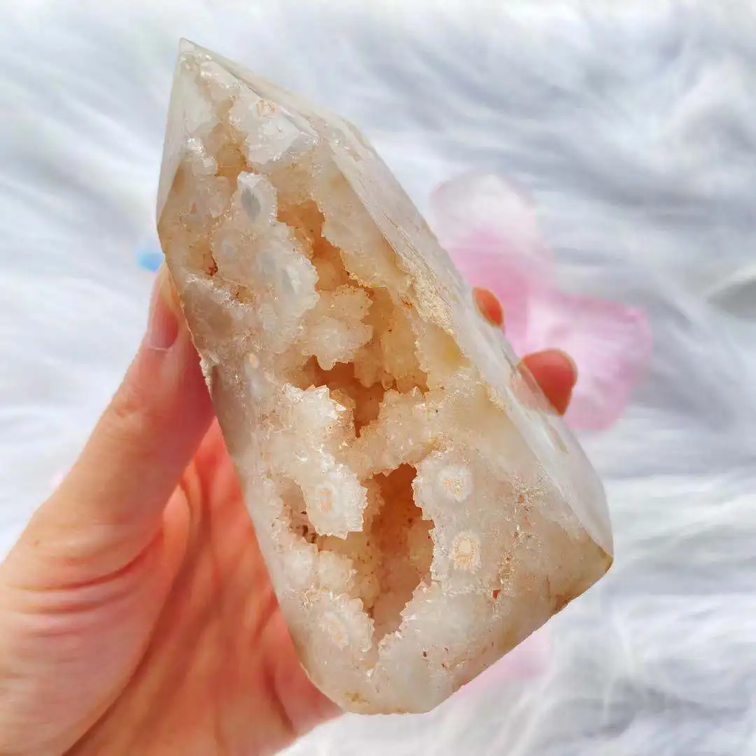 

Natural sakura agate durze crystal quartz obelisk Reiki healing