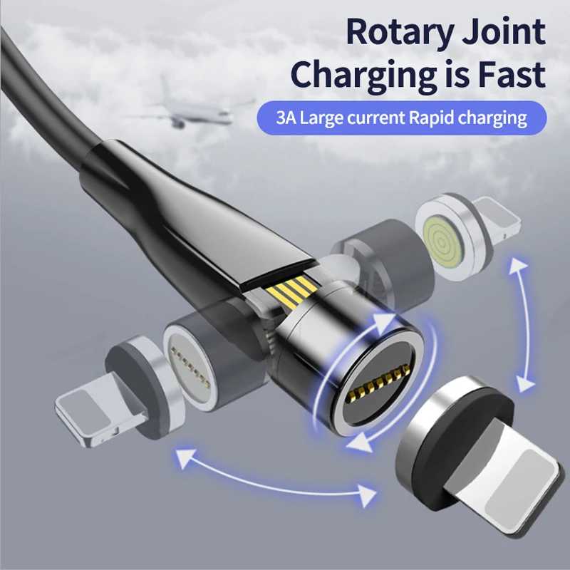540 ° Вращение Быстрая зарядка Магнитный Micro USB Type C дата кабель для iPhone X XS 8 7 Plus Samsung