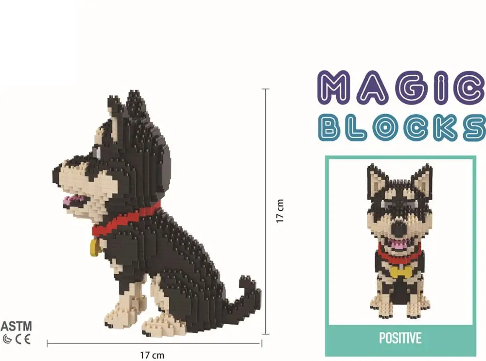 

Lovely animal dog micro diamond block Siberian Husky puppy assemble nanobricks model educational toys building bricks for gifts
