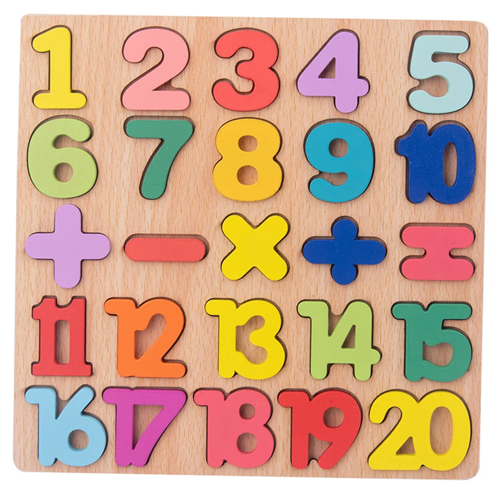 

Colorful Wooden Number Puzzle Cognition Calculation 1-20 Numbers Early Learning Montessori Learning Board Toys
