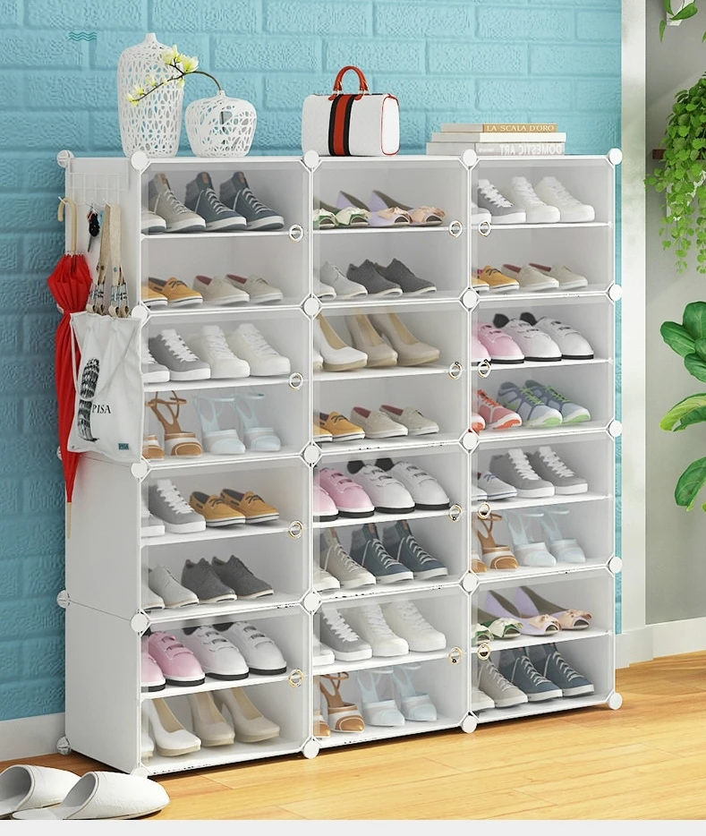 6-12 Tier Shoe Rack Sneakers Storage Cube Organzie Modular DIY Large Capacity 24-96 Pairs Shoe Tower Dustproof  Boot Cabinet