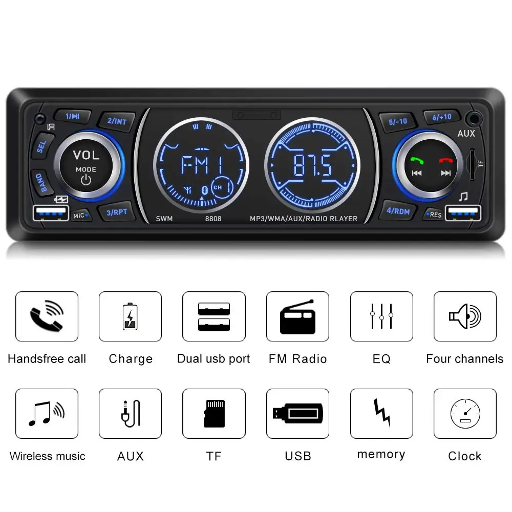 1 Din Bluetooth автомобильное радио авто MP3 стерео аудио плеер с FM радио AUX TF карта U Диск Играть микрофон дистанционное управление Авторадио