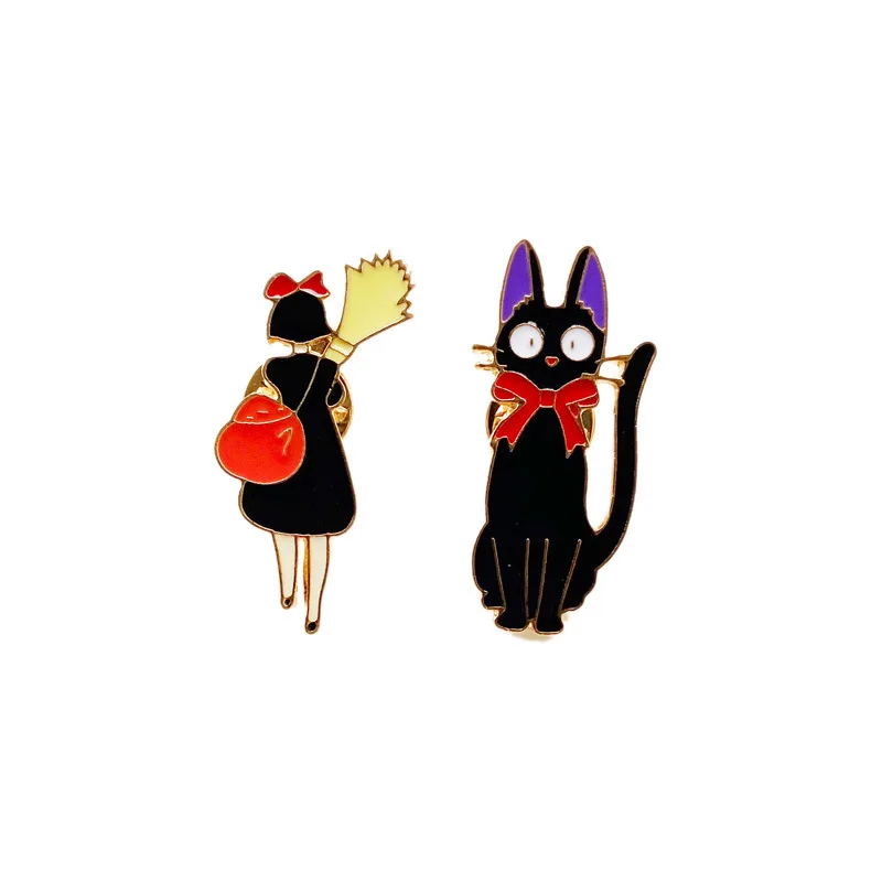 

Wholesale 1 Pcs Kiki's Delivery Service Brooches Japanese Anime Siren Kiki Black Cat Jiji Alloy Brooch for Unisex Jewelry Gifts