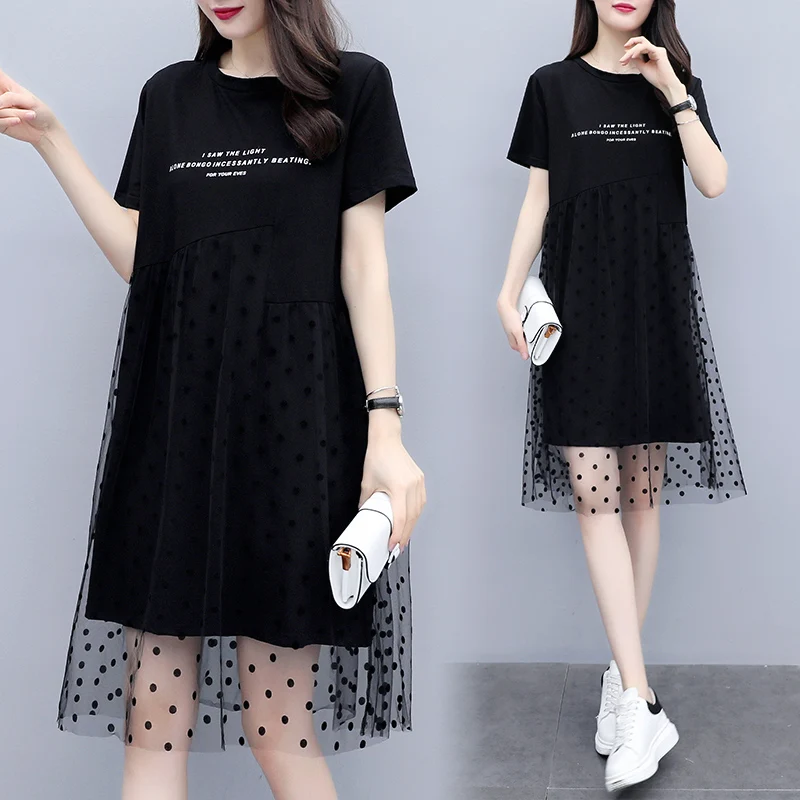 

Plus size 5XL women's 2020 summer new dress loose 5 colors mesh dress