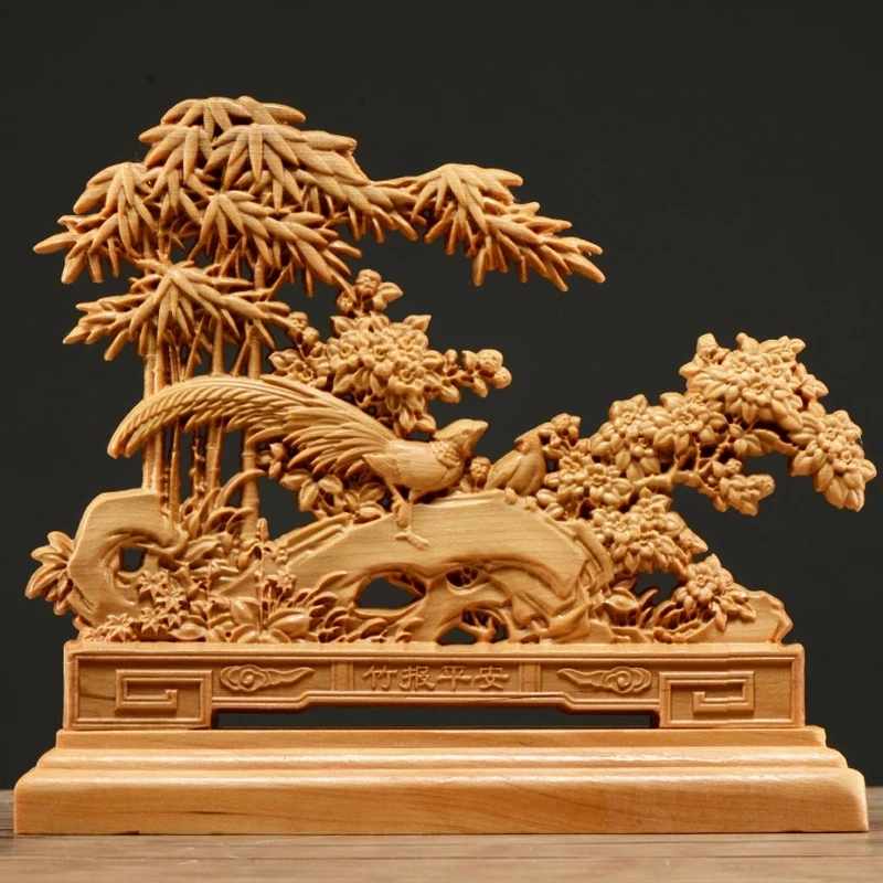 

Деревянная скульптура 17 см из бамбука павлина Thuja, декоративное блюдо, резьба по дереву, счастливый подарок, коллекция мира, животных, домашн...