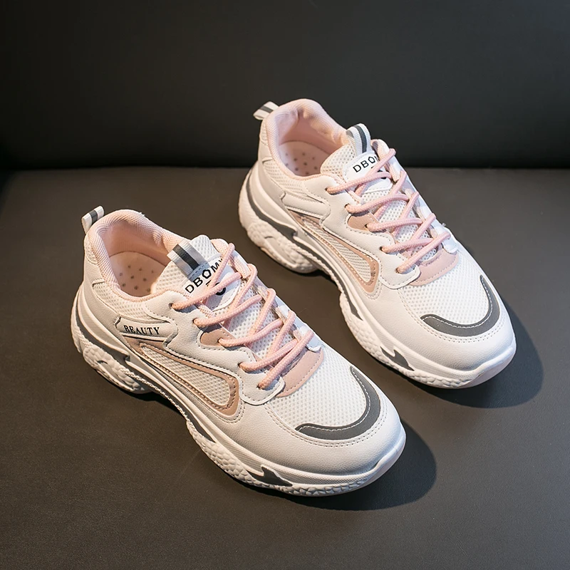 

Woman's All Seasons Leather Mesh Casual Shoes Walking Running Trainers Women Four Seasons Office Platform Sneakers Comfortable