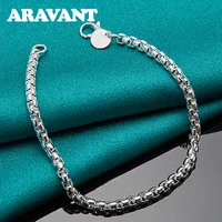 925 silver box chain charm bracelet for women fashion jewelry