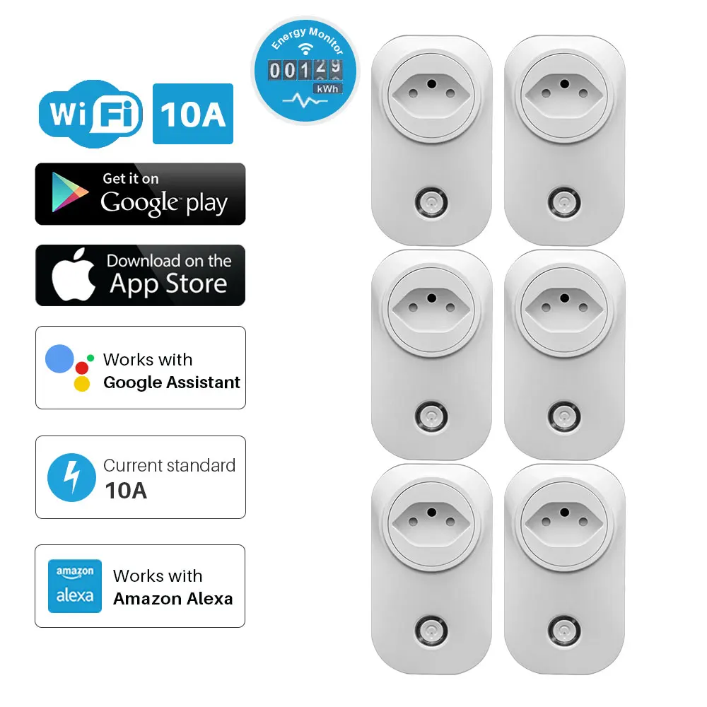 Бразильская умная штепсельная вилка WiFi розетка с контролем энергии приложение
