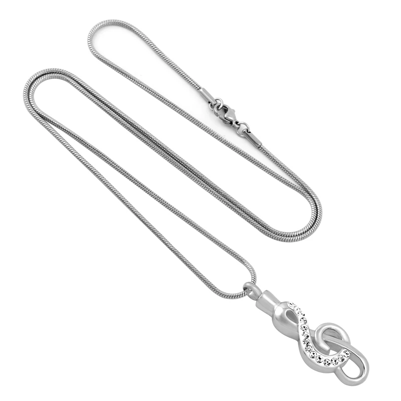 

IJD9560 Crystal Music symbol Stainless steel Cremation Pendant Keepsake Necklace Ashes Urn Lovers Memorial jewelry