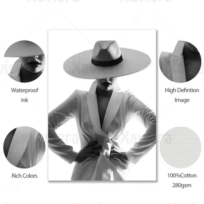 

Modern Black White Poster Fashion Woman Suit Beauty Photography Canvas Painting Salon Decoration Home Decor Wall Bedroom Mural