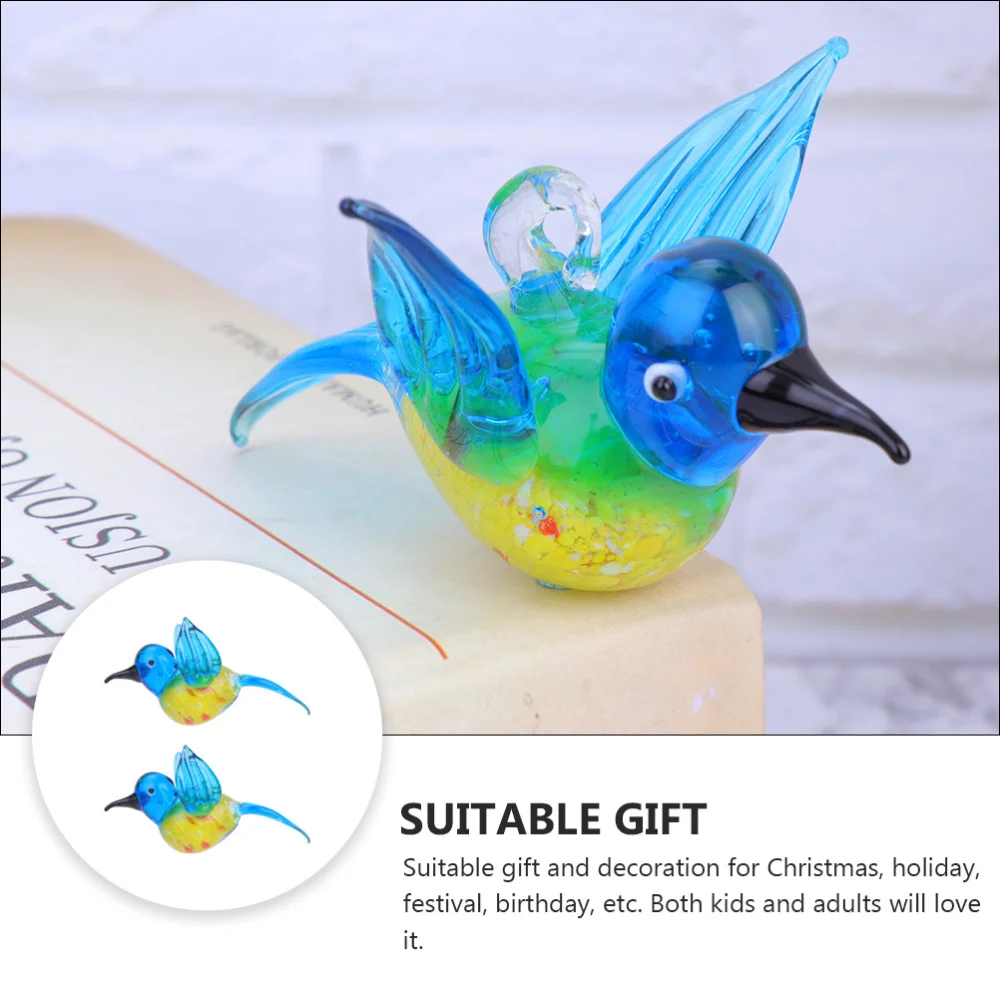 

2Pcs Crystal Bird Decoration Colorful Glass Hummingbird Festival Ornament