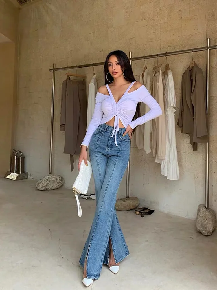 Топ на шнуровке с открытыми плечами Женский пикантный топ большими подтяжками