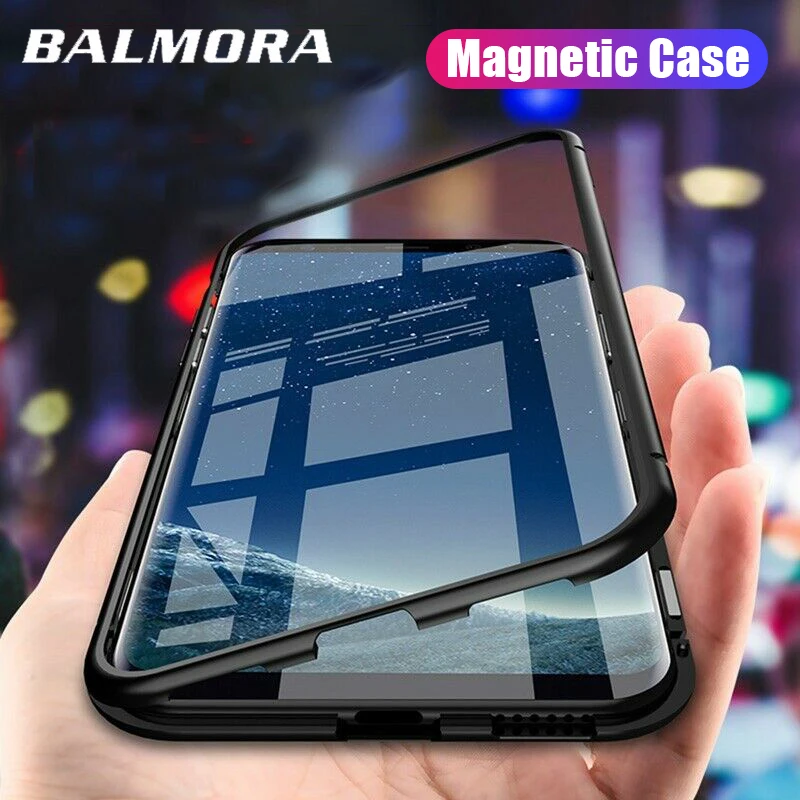BALMORA Magnetic Adsorption Case For Samsung Galaxy S10 S9 S8 Plus A50 A60 A70 A40S Metal Back J4 J6 J8 |