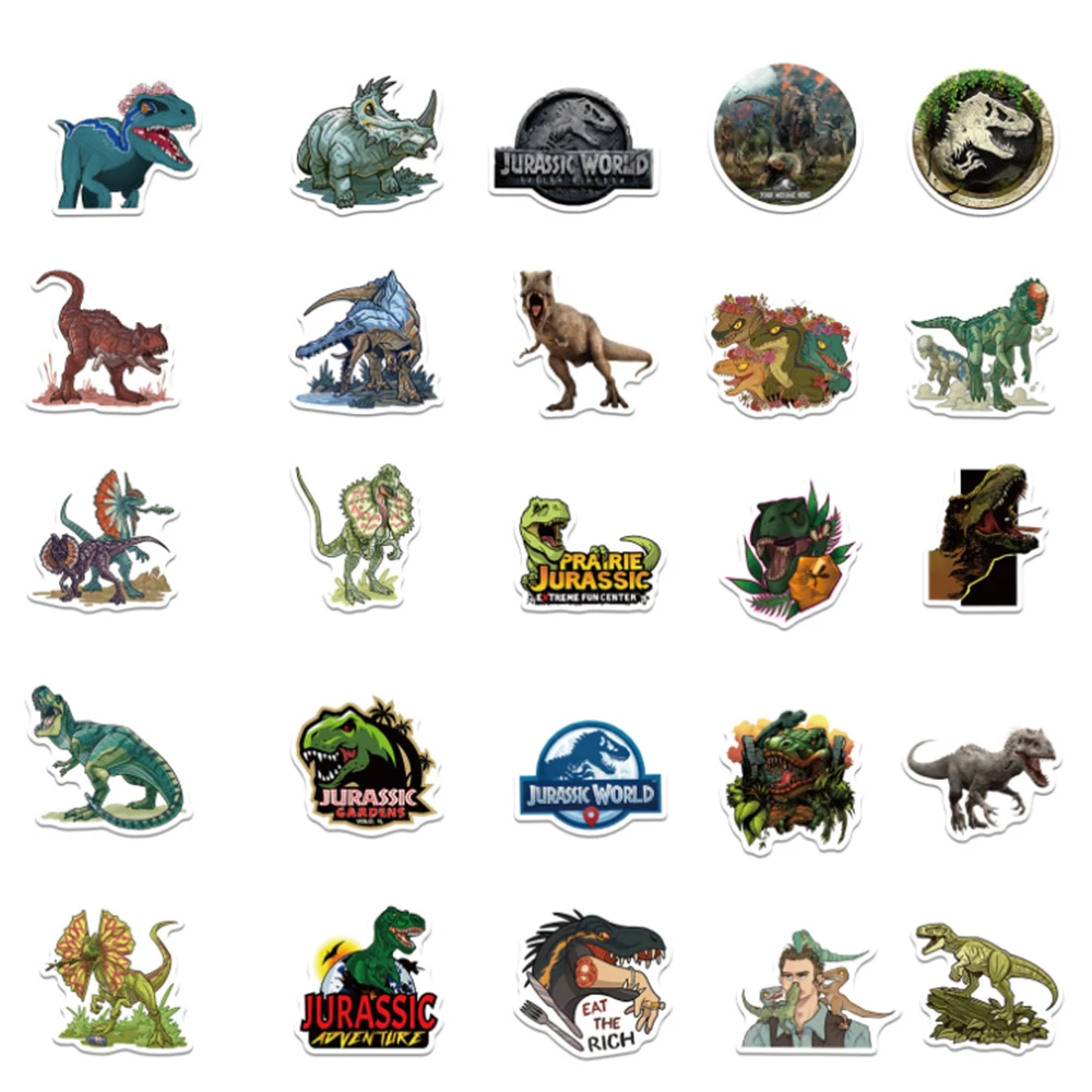 Pegatinas de pel&iacute;cula de Parque Jur&aacute;sico para ni&ntilde;os, pegatinas de dinosaurio de Ciencia Animal, juguetes para ni&ntilde;os, tazas, equipaje, monopat&iacute;n, port&aacute;til, DIY, 10/30/50 Uds.-2