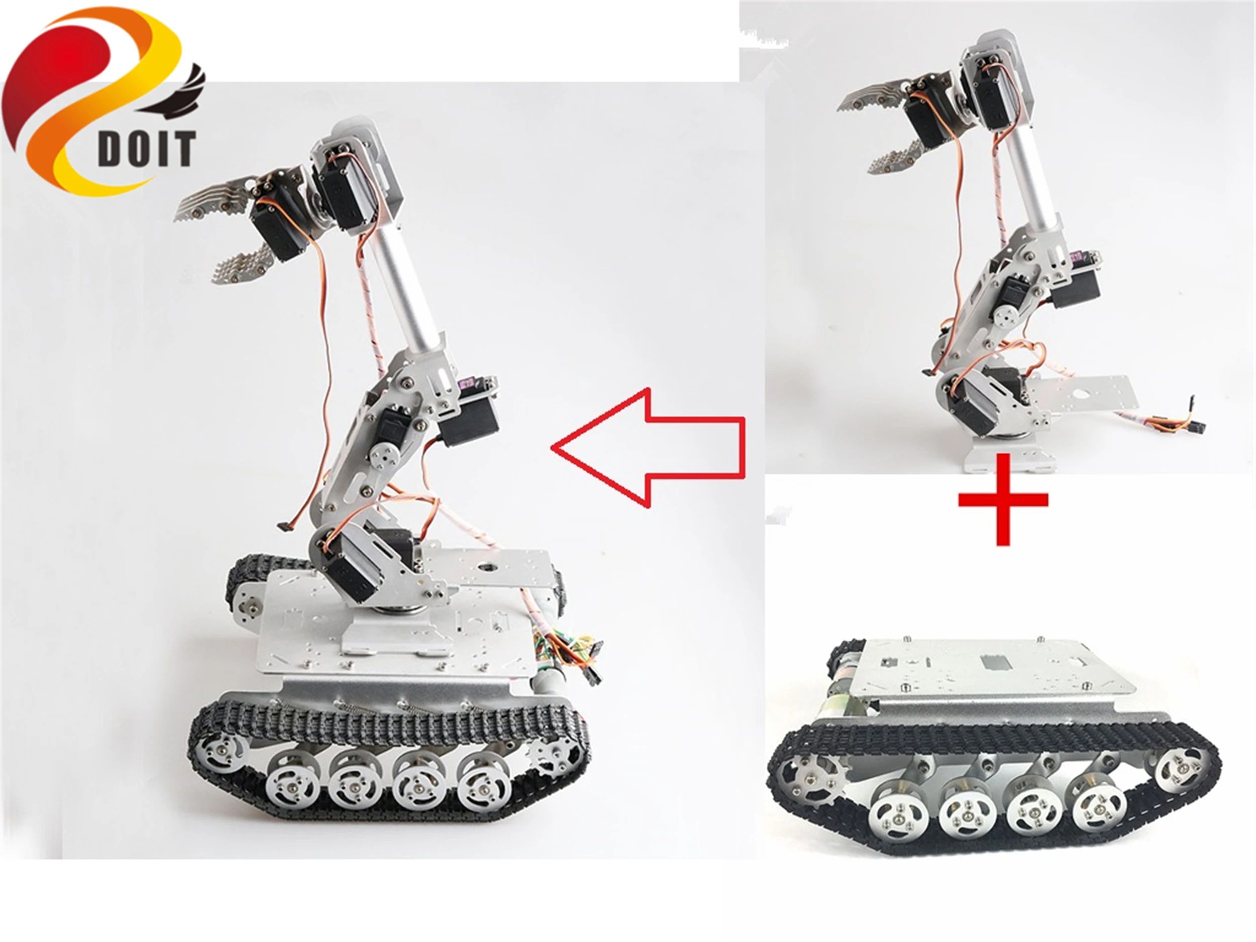 SZDOIT полностью металлический TS100 умное шасси танка + 8DOF робот-рычаг с захватом в