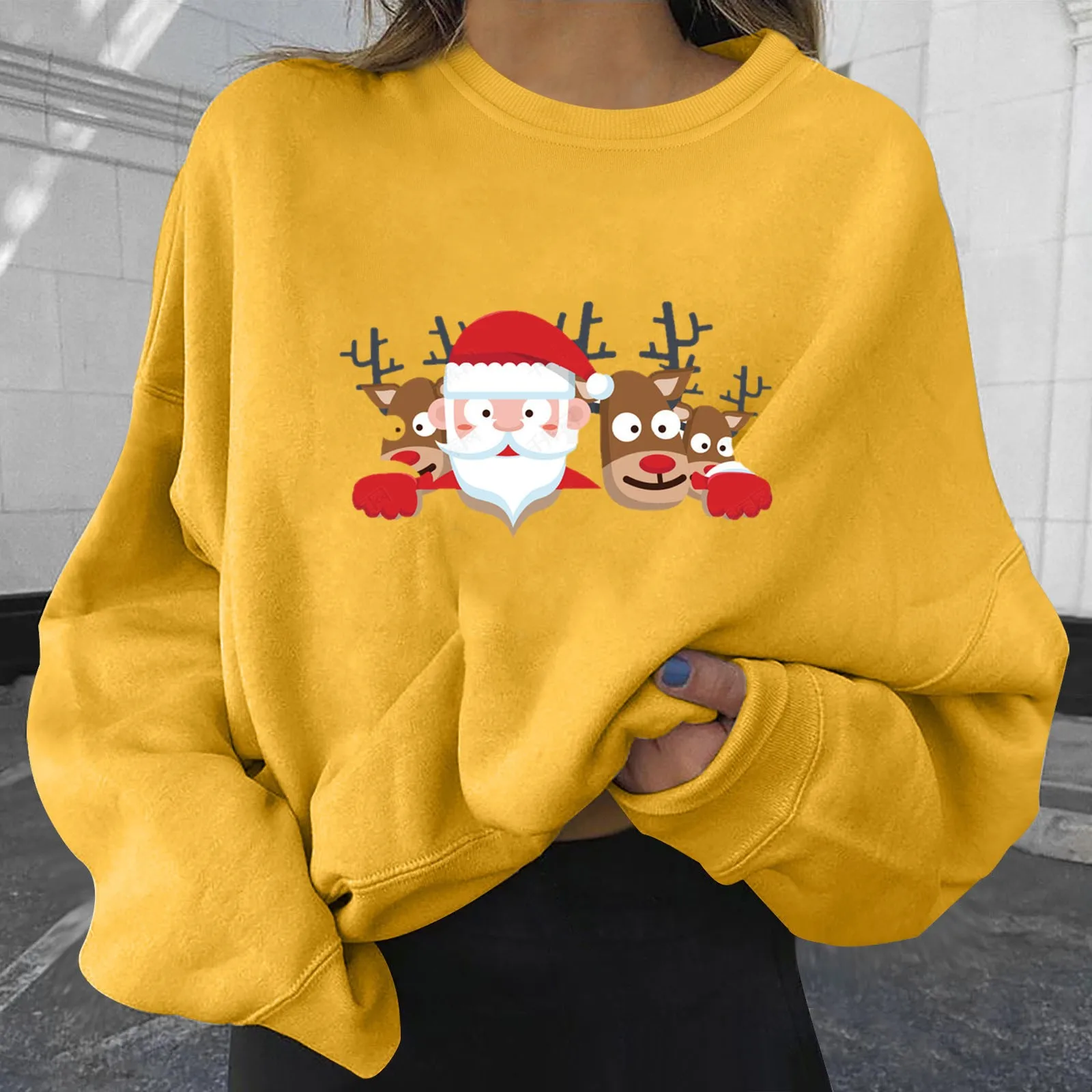 

Christmas Print Plus Size Hoodies Women's Fashion Ladies O-neck Pullover Top Streetwear Sweatshirts Sudaderas Con Capucha