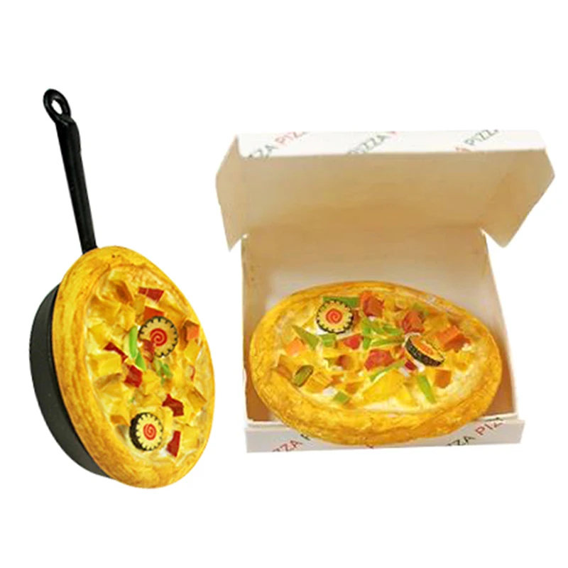 

1/12 Dollhouse Miniature Accessories Mini Resin Pizza with Box Simulation Food Model Toys for Doll House Decoration