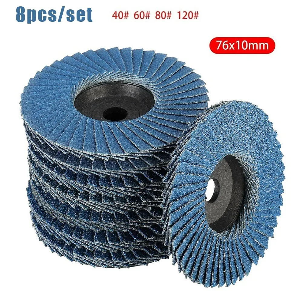 

8pcs 3 Inch Flat Flap Discs Flap Disc Sanding Grinding Wheels Wood Cutting For Angle Grinder Metals Grinding Weld Abrasive Tool