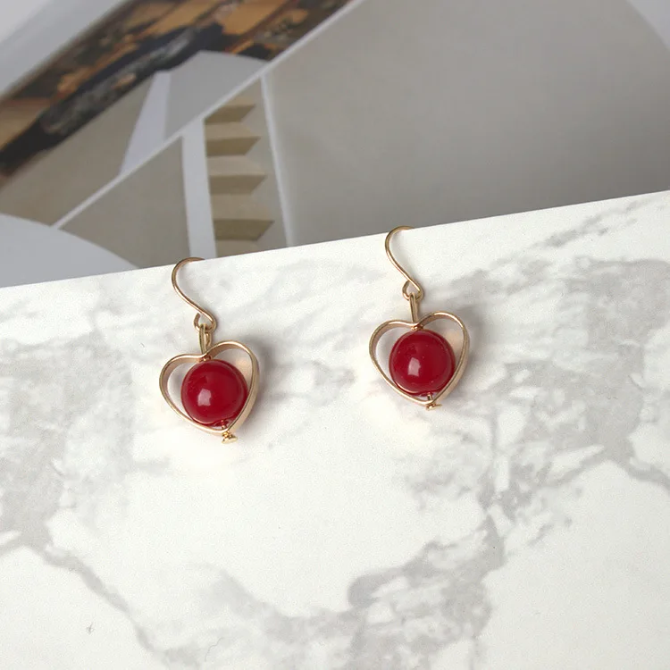 Геометрическое Сердце красные висячие серьги букле D'oreille Femme 2019 Kolczyki Pendientes для