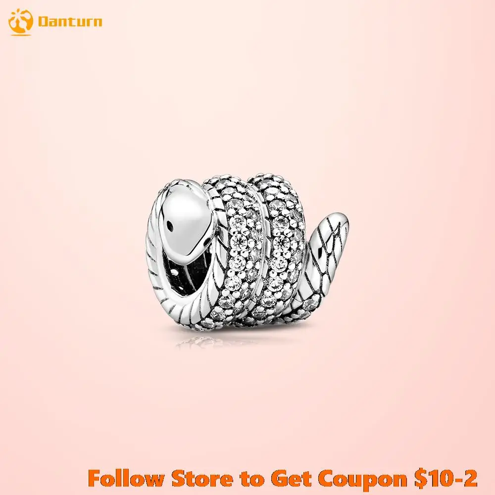 

Hot Sale 100% Autumn 925 Sterling Silver Beads Sparkling Wrapped Snake Charm fit Original Pandora Bracelets Women Jewelry Making