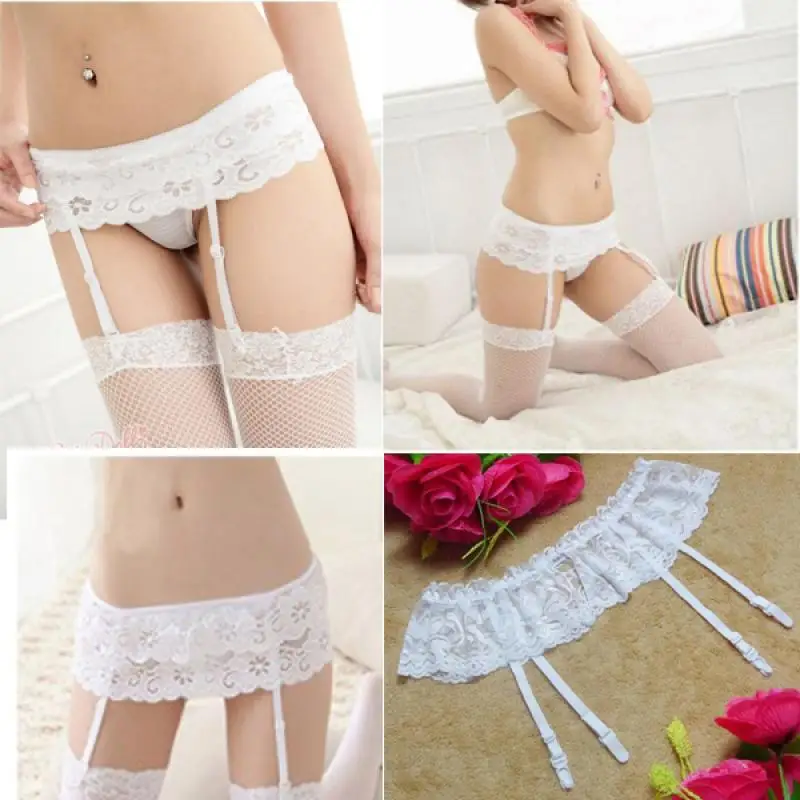 4 Colors Sexy Lingeries Underwear Socks Solid Women Tracksuit Thongs Lace Stocking Suspender Dual Layer Garter Belts | Женская одежда