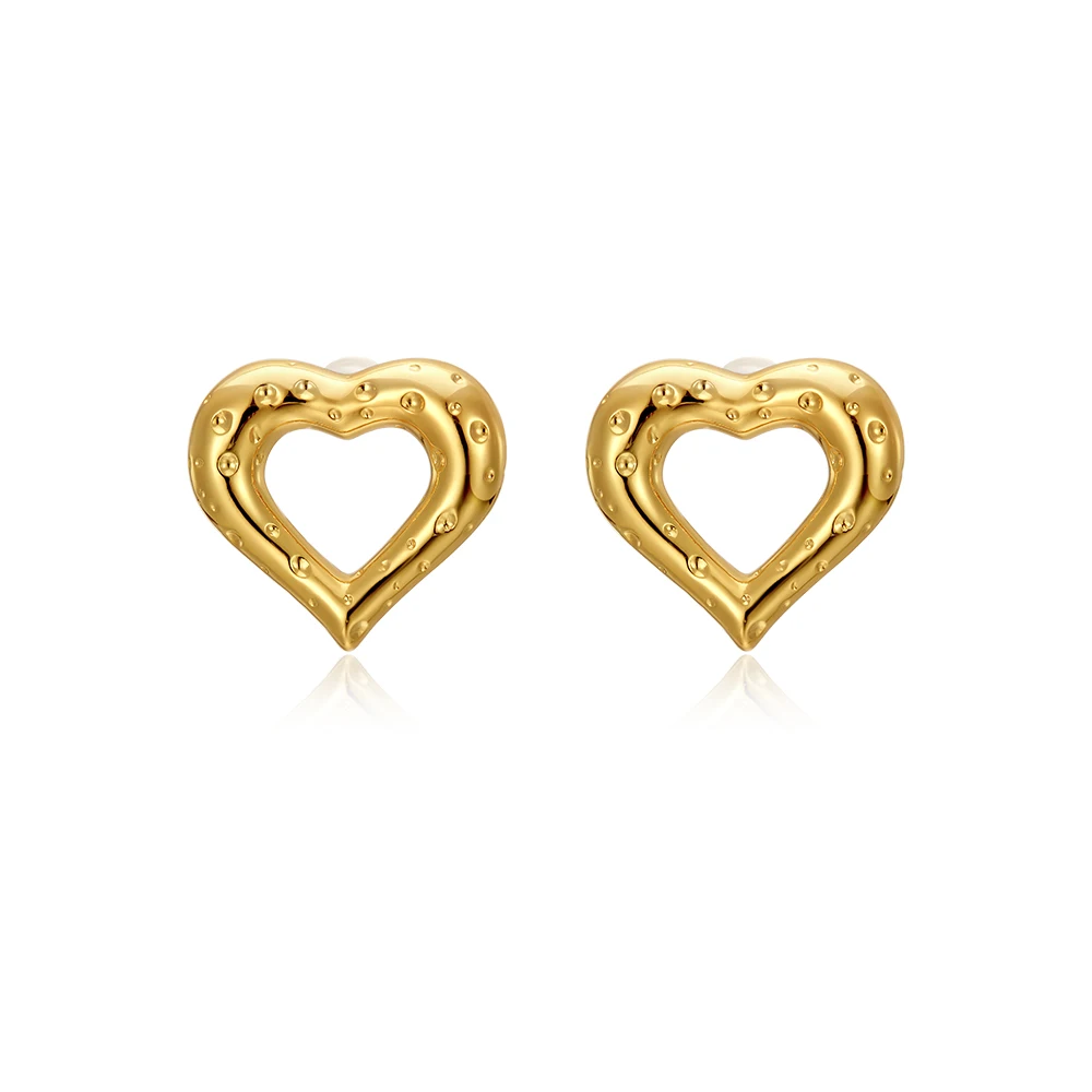 

Advanced sense of retro metal embossed love female fashion temperament silver needle earrings