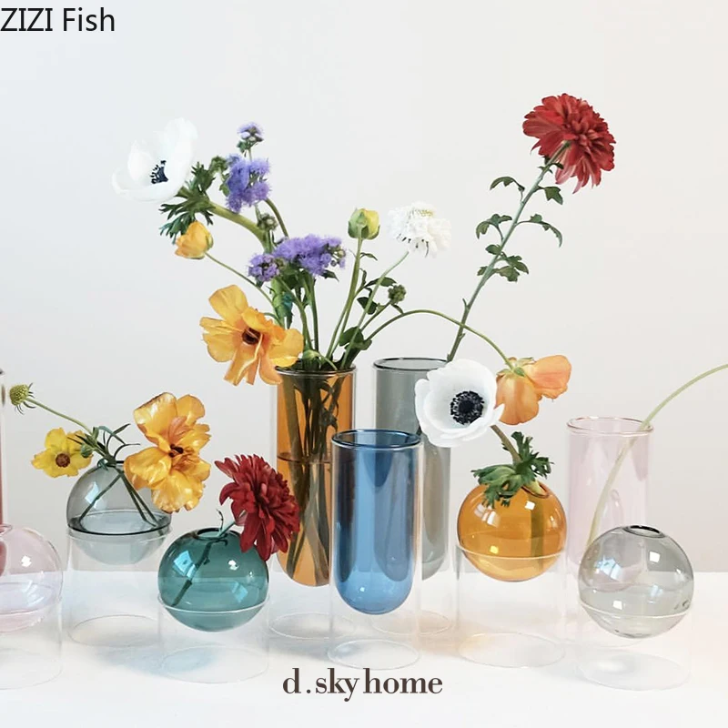 Современная настольная гидропонная Маленькая ваза креативный цветной
