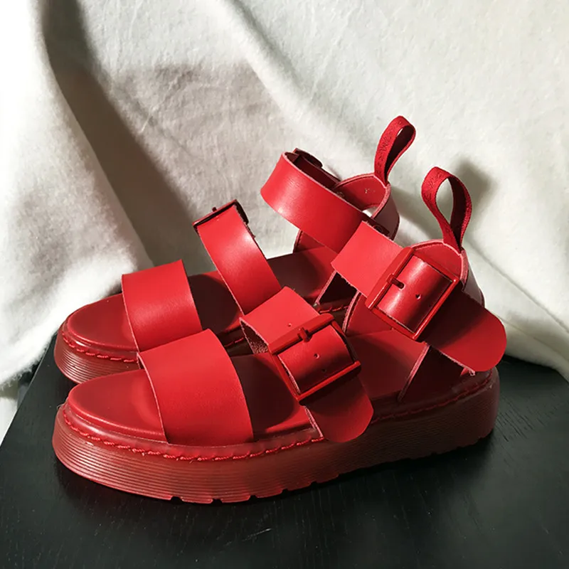 Женские кожаные сандалии на платформе пляжные толстом каблуке белые эспадрильи