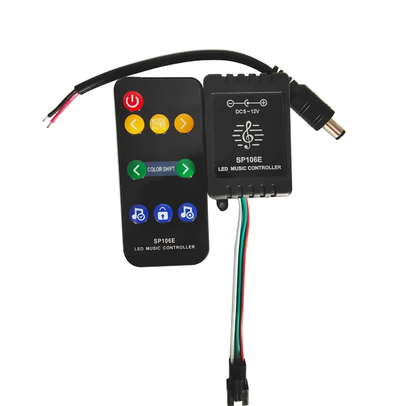 

SP106E DC5V-12V Led Music ControIIer For WS2811/WS2812B/SK6812 Magic Tape DigitaI ColorfuI Control