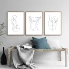 Телесного цвета на одной линии искусство рисования картины Скандинавская Картина на холсте Плакаты и печати для комнаты картина на стену фигура женщины тела в минималистском стиле