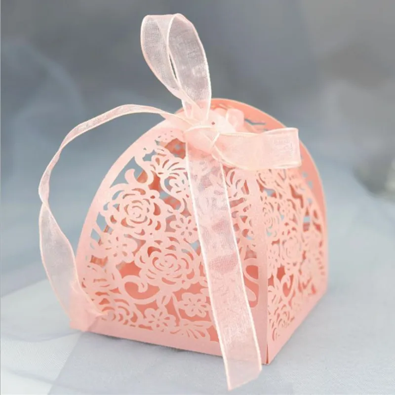 50/100 шт коробка с цветами лазерной резки свадебная драже Конфета Подарочная