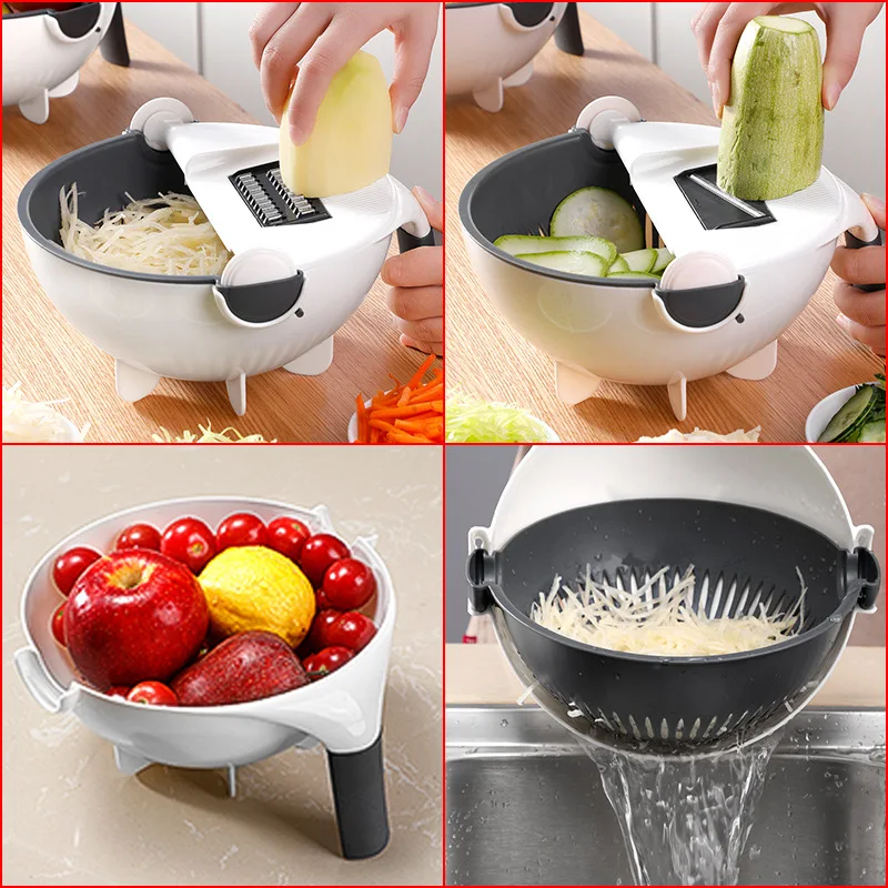 TG-Motors Multi Manual Slicer Rotate Vegetable Cutter With Drain Basket Multi-function Kitchen Veggie Shredder Grater | Дом и сад