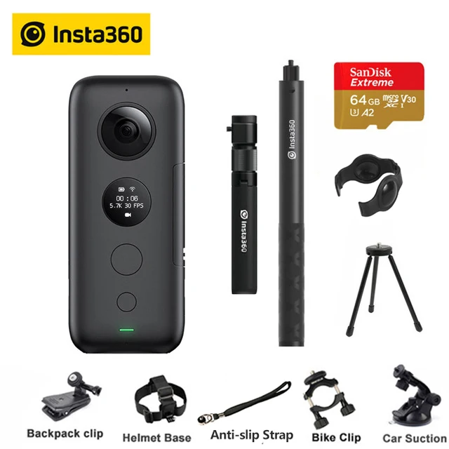 add bullet handle Insta360 One X Экшн-камера VR 360 панорамная камера для iPhone x xs Android 5,7 K видео 18MP невидимая селфи-палка Insta 360 - Цветной: add bullet handle