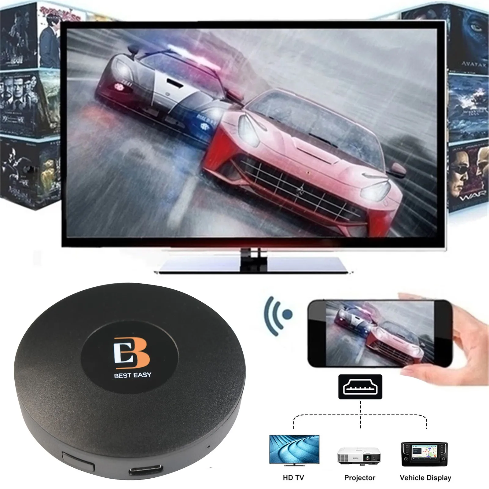 Беспроводной Wi Fi адаптер для дисплея 1080p ТВ видеоадаптер Airplay Dlna экран зеркальное
