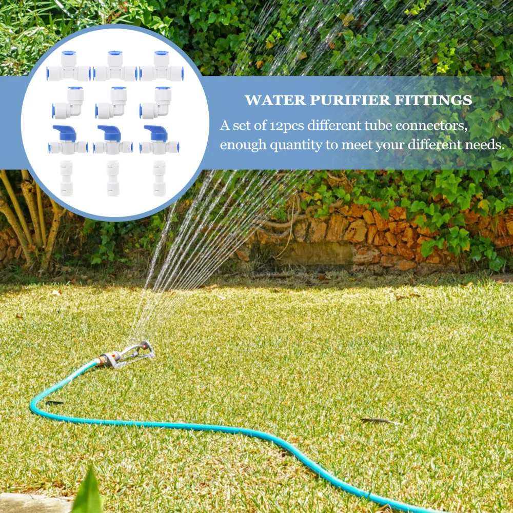 

1 Set 12Pcs Water Purifiers Filters Fittings Quick Tube Connect Fittings (Blue)