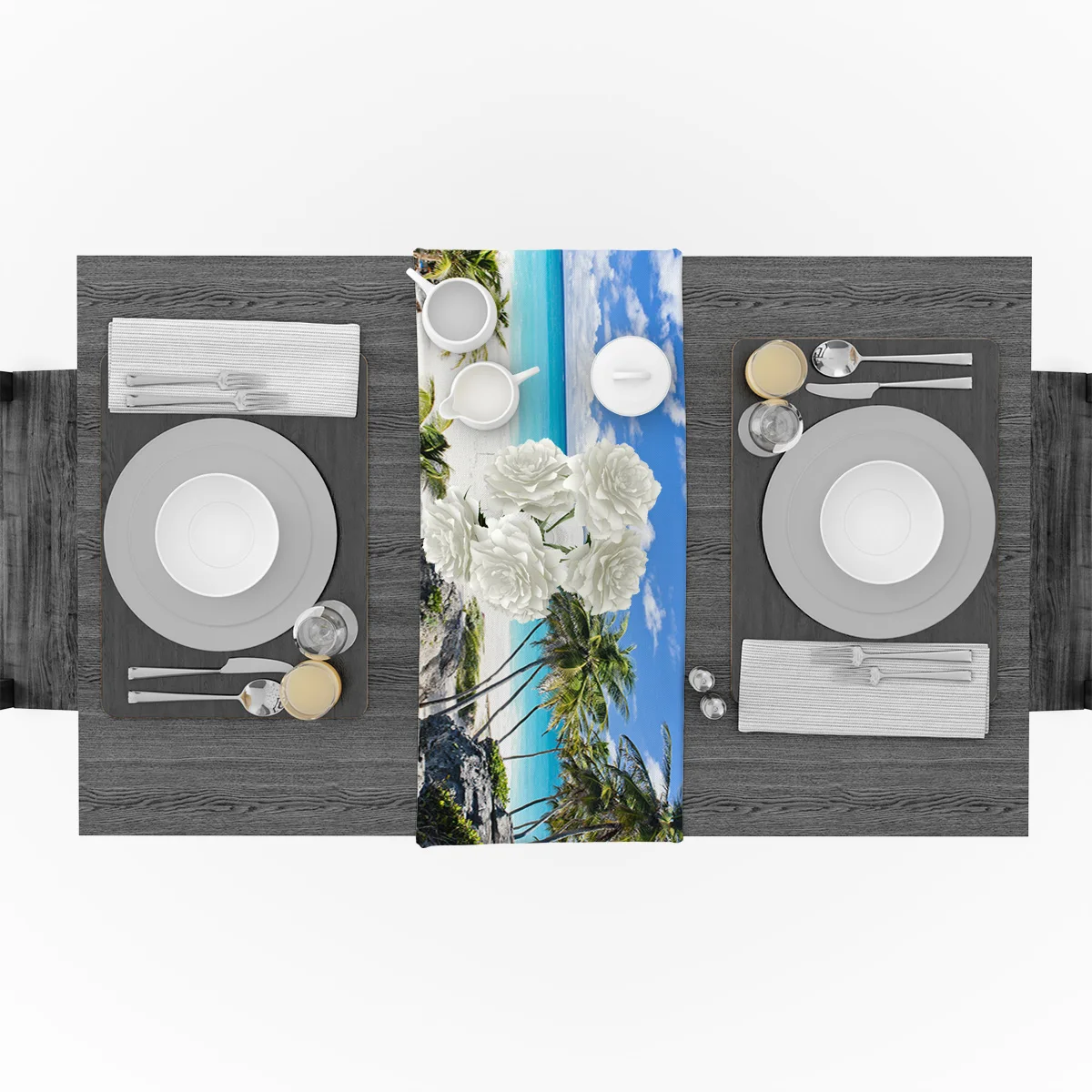 Пляжный лес тропические деревья небо стол бегунок комод шарфы кухонный бегуны